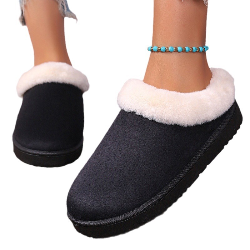Winter new thick bottom short cylinder thick slip-on lazy light cotton shoes_voghion.com