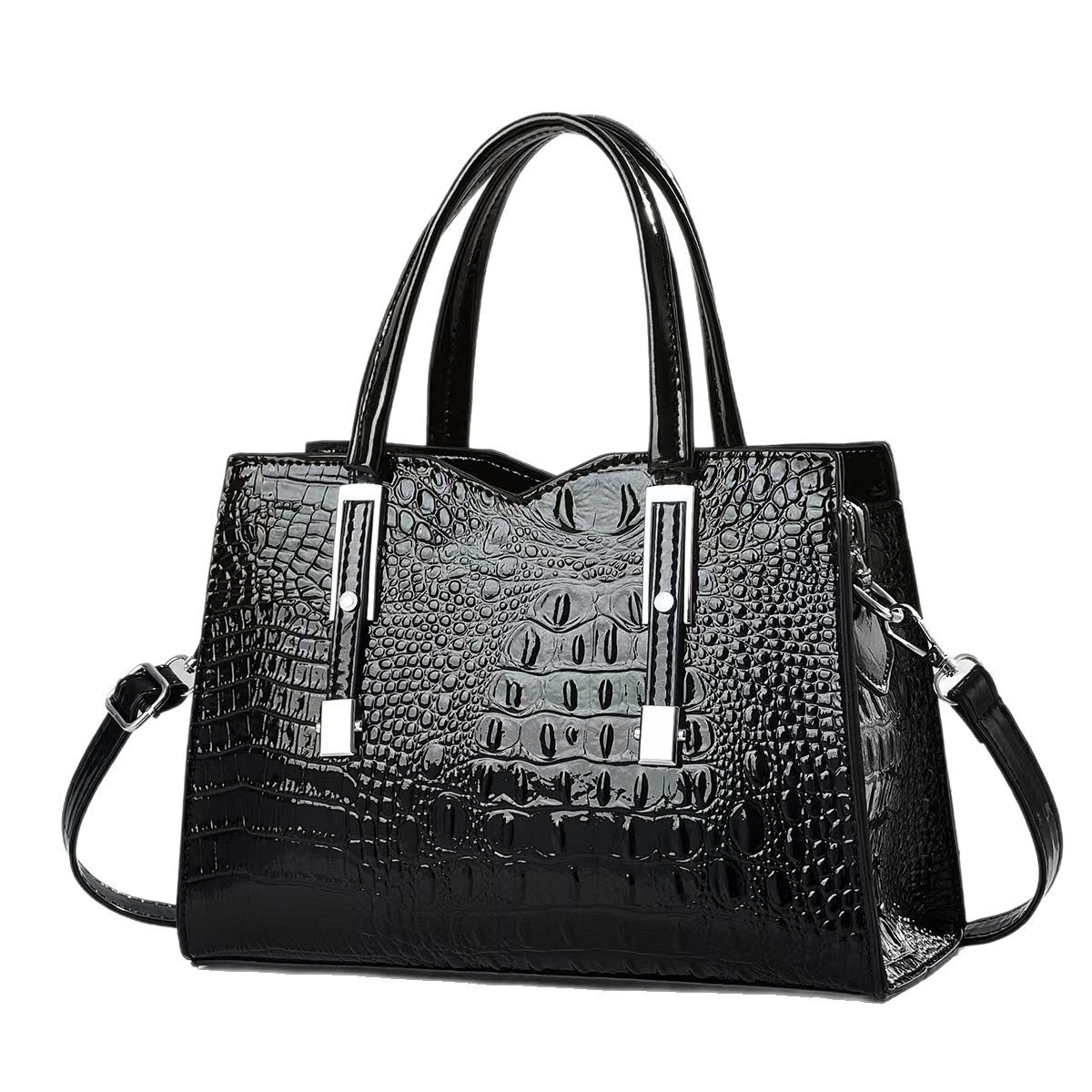 Bolsa de mano de gran capacidad con patrón de cocodrilo, mochila de viaje práctica diaria, moda versátil, bolsa de mano