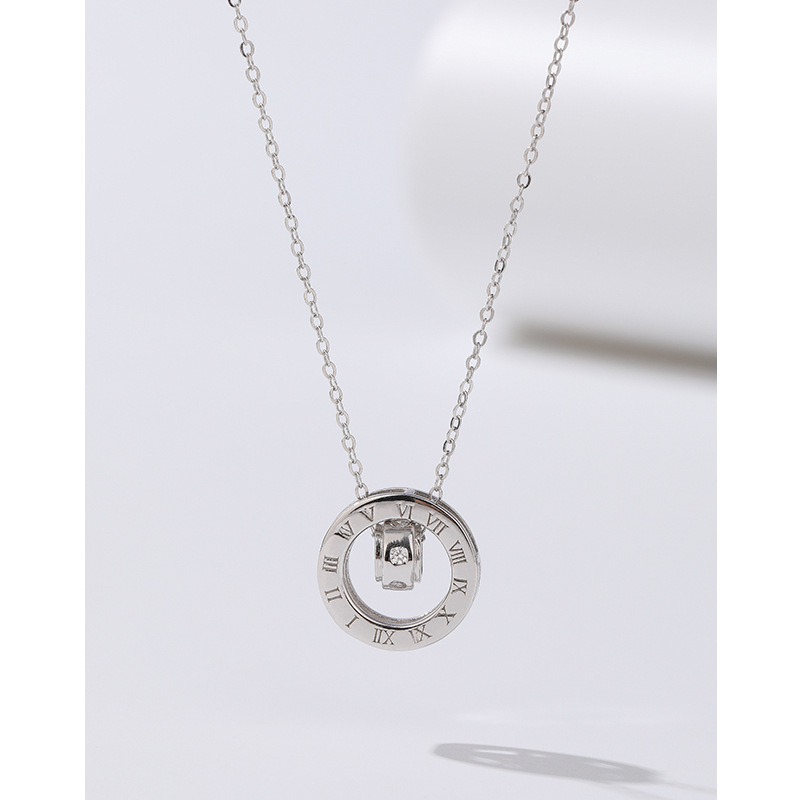 Collar digital romano de las mujeres de plata esterlina 925 Luz de lujo nicho 2023 nuevo anillo colgante de alta calidad de cadena de clavícula