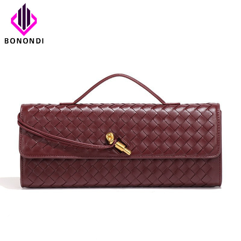 Bld Clearance Special Price Horizontal Woven Shoulder Baguette Bag High-End Clutch Bag Exquisite Versatile Evening Bag Women's Diagonal