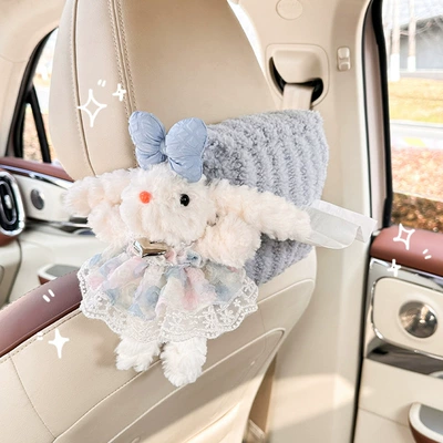 Cute Cartoon Car Tissue Box, Multifunctional Hanging Tissue Holder, Internet-Famous Doll Car Tissue Hanging Bag
