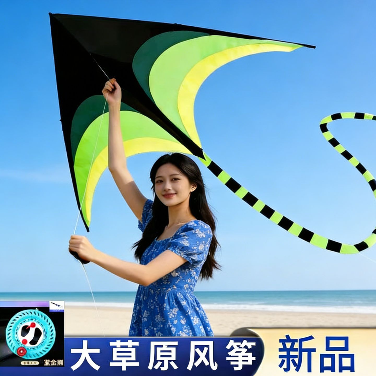 大草原风筝批发摆地摊成人儿童长尾草原风筝配风筝线高端潍坊风筝