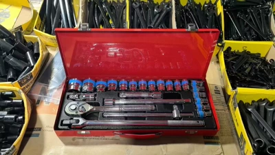 Phosphated 1/2 Large Ratchet Wrench Sleeve Combination Black Quick Wheel Repair Tool Set Car Repair Tool Box (Mühərrik tənzimləmə alətləri) - 24-piece-mirror-blue-f-style-screwdriver-set