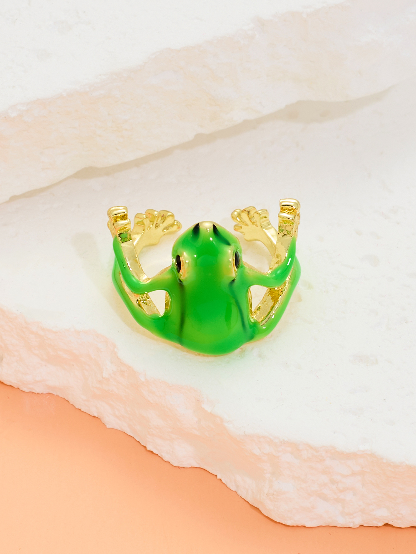 Zinc alloy Material 1 Piece Streetwear Frog Zinc Alloy Plating Unisex Open Rings