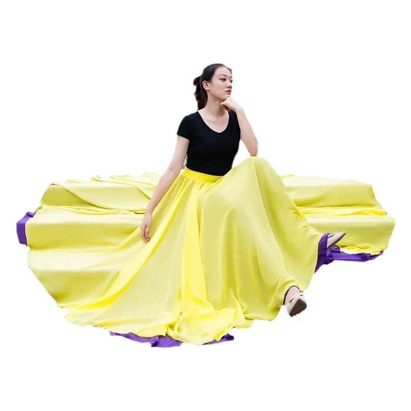 Двустороннее платье-качели большого размера, женское элегантная тонкая юбка для классических танцев в китайском этническом стиле