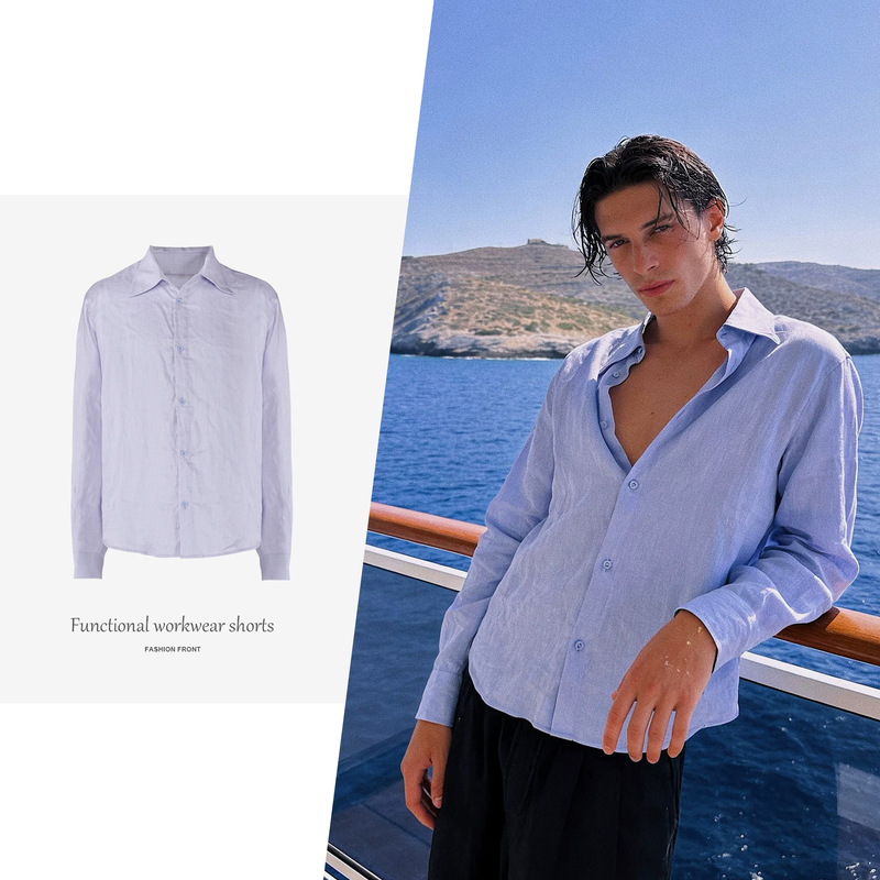 【Csmy】Lostmyself Lazy Commuting 100% Rain-Dew Linen Old Money Style Casual Long-Sleeve Shirt for Men