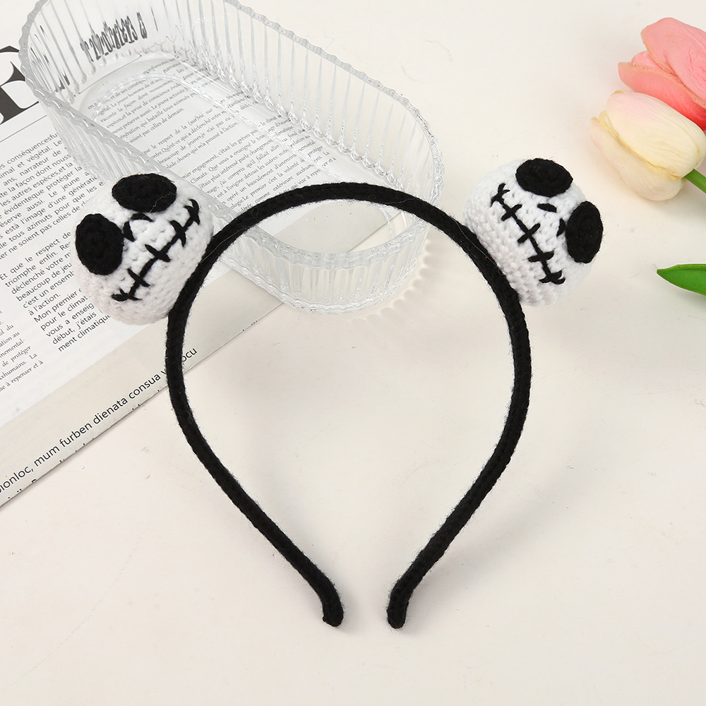 195g Weight Hair Band Hair Accessories Type 1 Piece Quantity Holiday, Festival Occasion yarn Material Halloween Festival Pumpkin, Snowman, Skull Pattern Women's Gender Cute Style Halloween Cute Women's Pumpkin Snowman Skull Yarn Hair Band 3