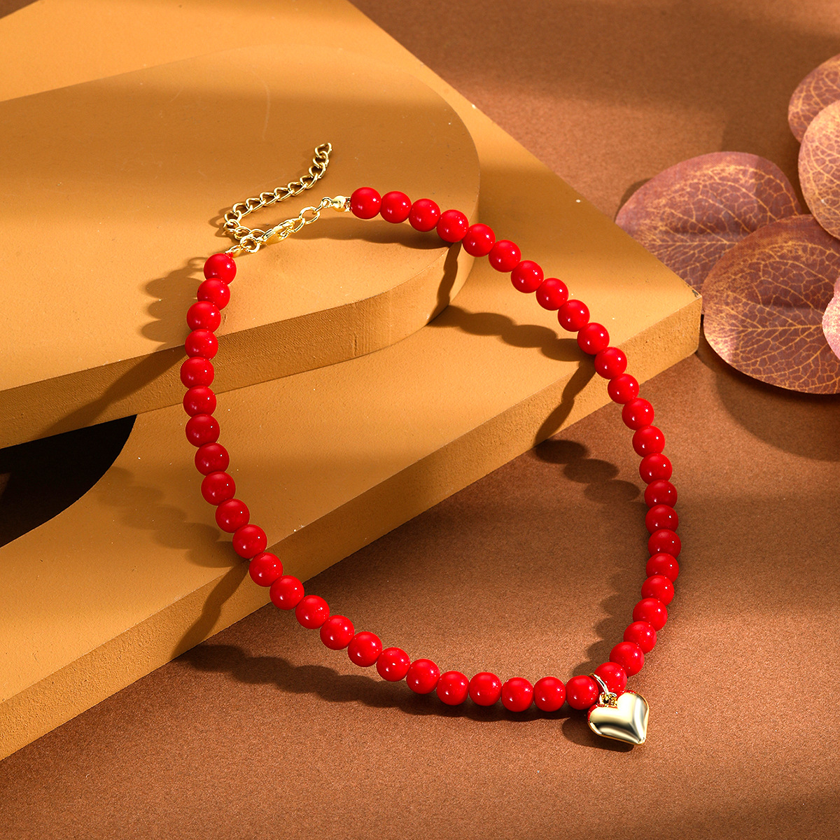 CCB Pendant Material Simple Style Heart Shape CCB Imitation Pearl Iron Beaded Chain Cable Chain Pendant Necklaces Wholesale
