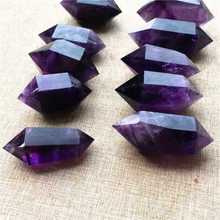 乌拉圭紫水晶双尖柱子深色紫水晶六棱柱摆件消磁七星阵原石可