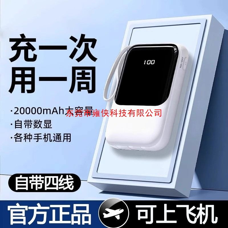 2025 New Power Bank Capacity 20000 Mah 10,000 Compact Portable Mini Comes with Fast Charging Cable