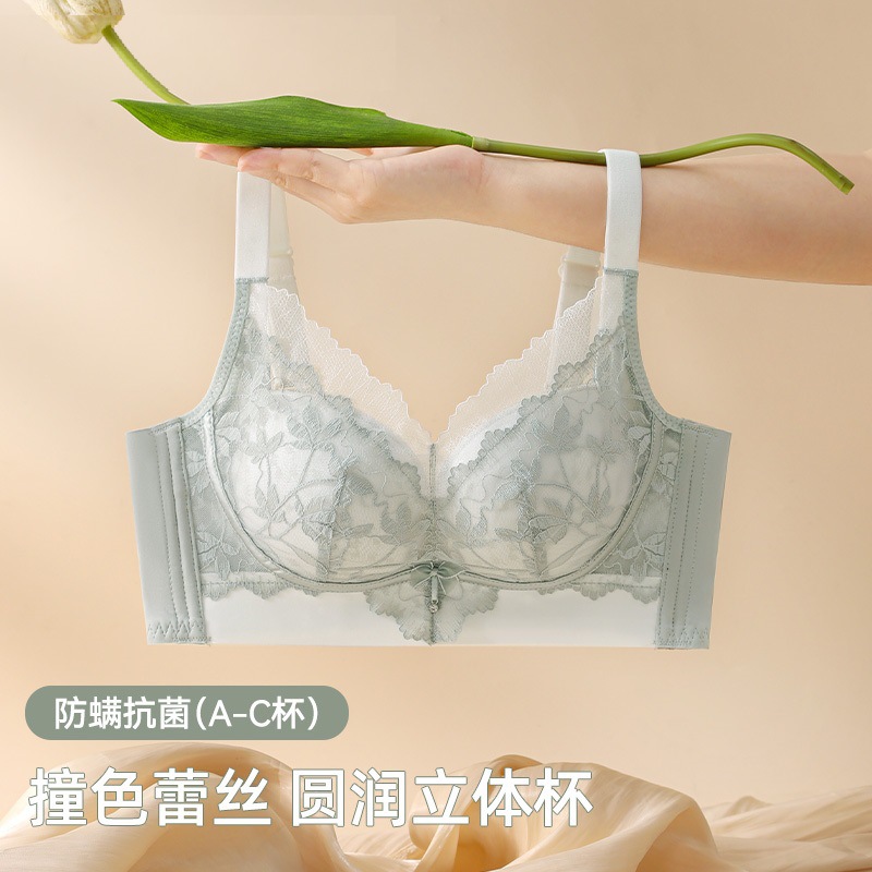 Nueva ropa interior de encaje para mujer, senos pequeños, grandes y sin costuras