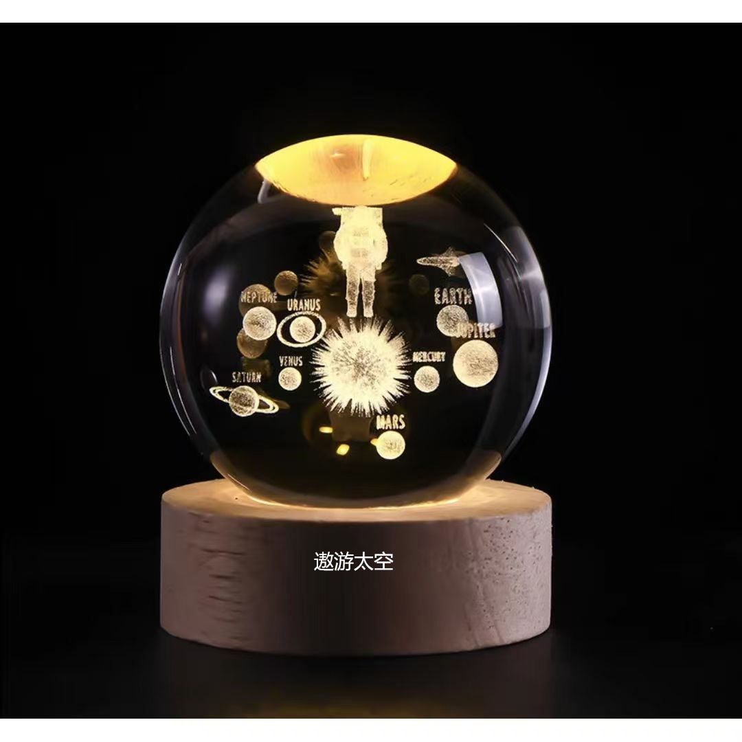 Lámpara nocturna bola de cristal luminosa 3D escultura interior decoración de mesa novia novia novia novia Qixia regalo de cumpleaños Día de San Valentín