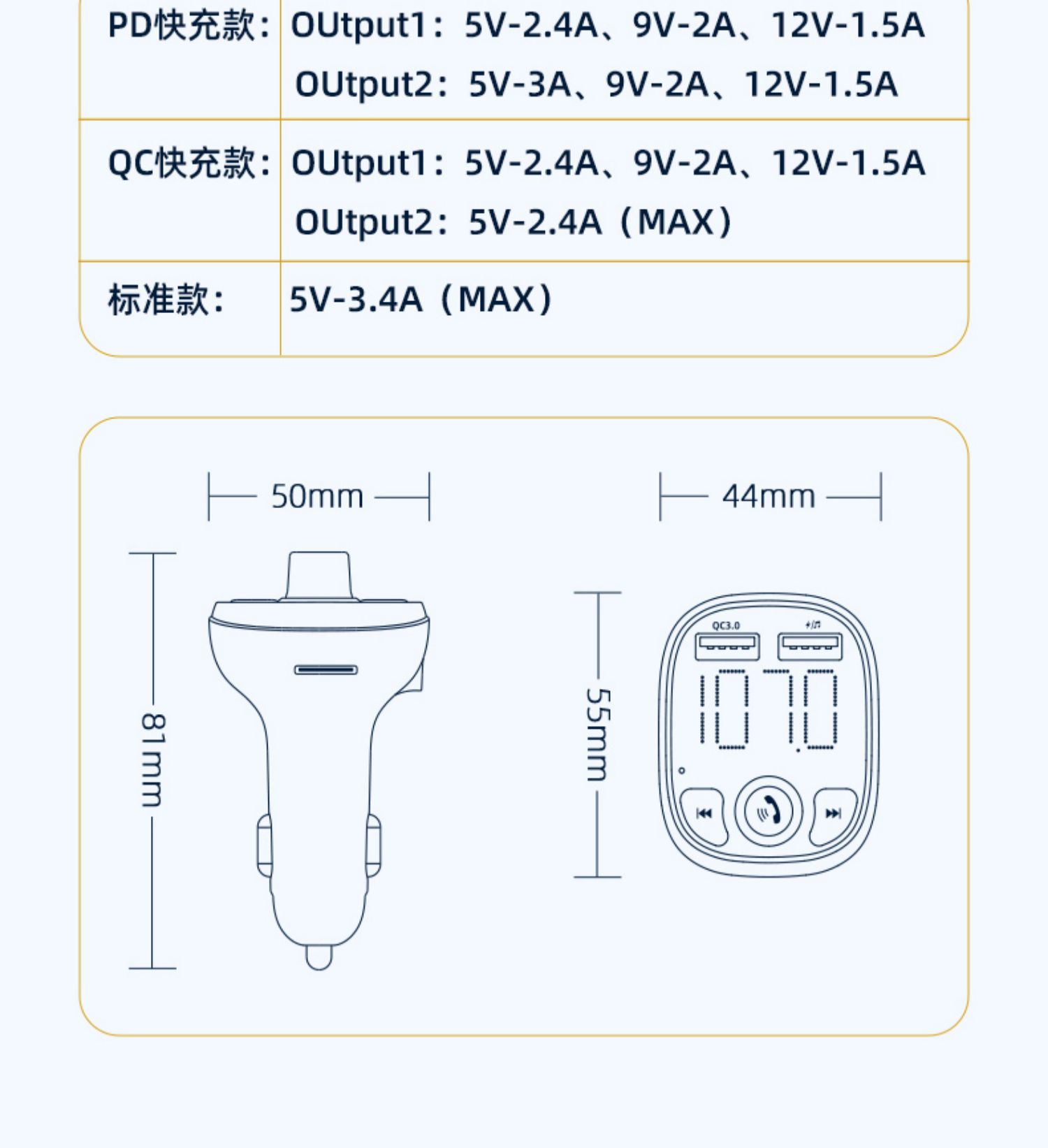 Car Bluetooth Receiver 5.0 Lossless mp3 Playback Cigarette Car Supplies Multi-functional Music Charger Fast Charging