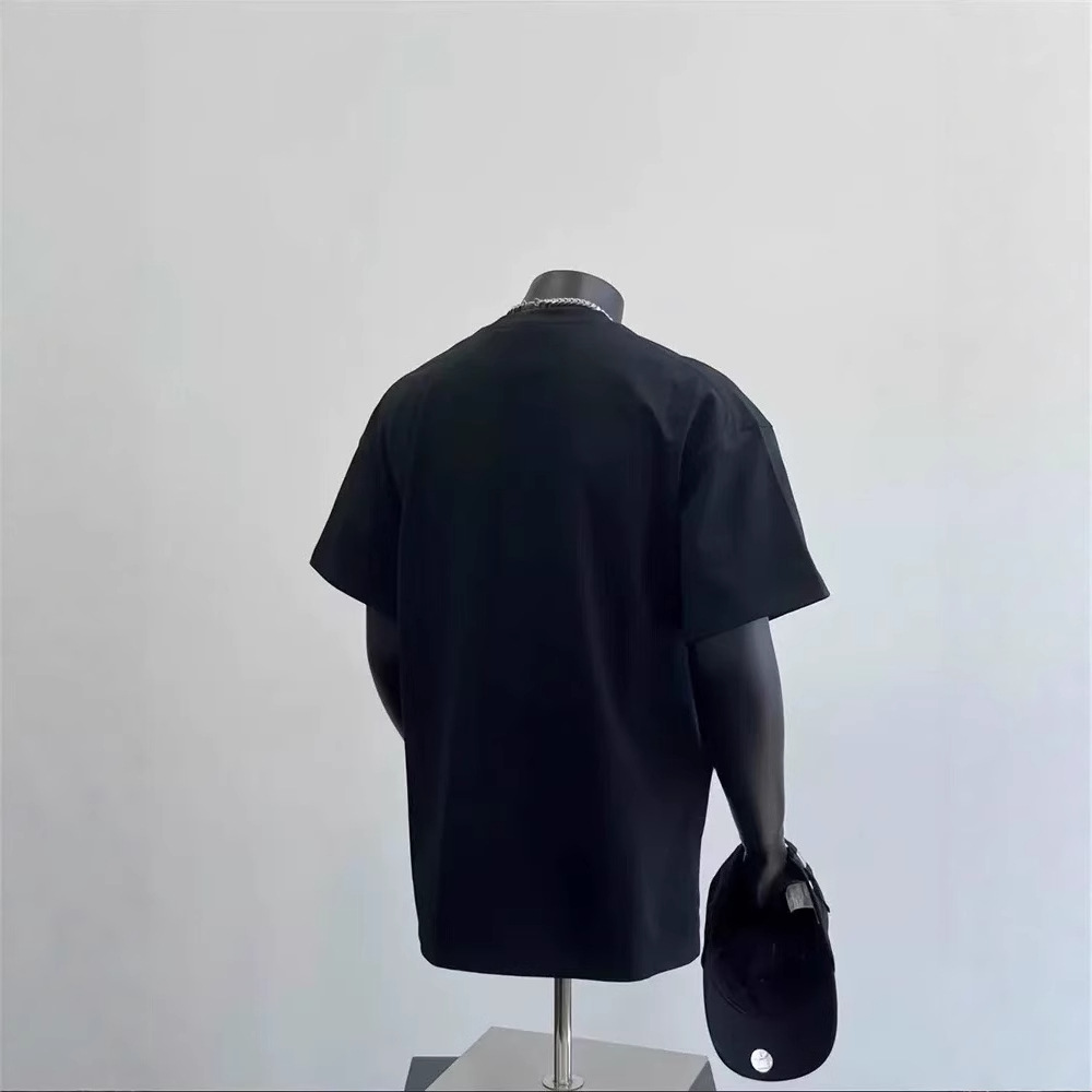 Summer Trendy Brand Heavy Cotton Short-sleeved T-shirt for Men and Women Summer Street Hip Hop oversize Small Collar Top