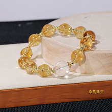 卓凱珠寶黃水晶手鏈黃水晶配白水晶手鏈10mm黃水晶手鏈批發