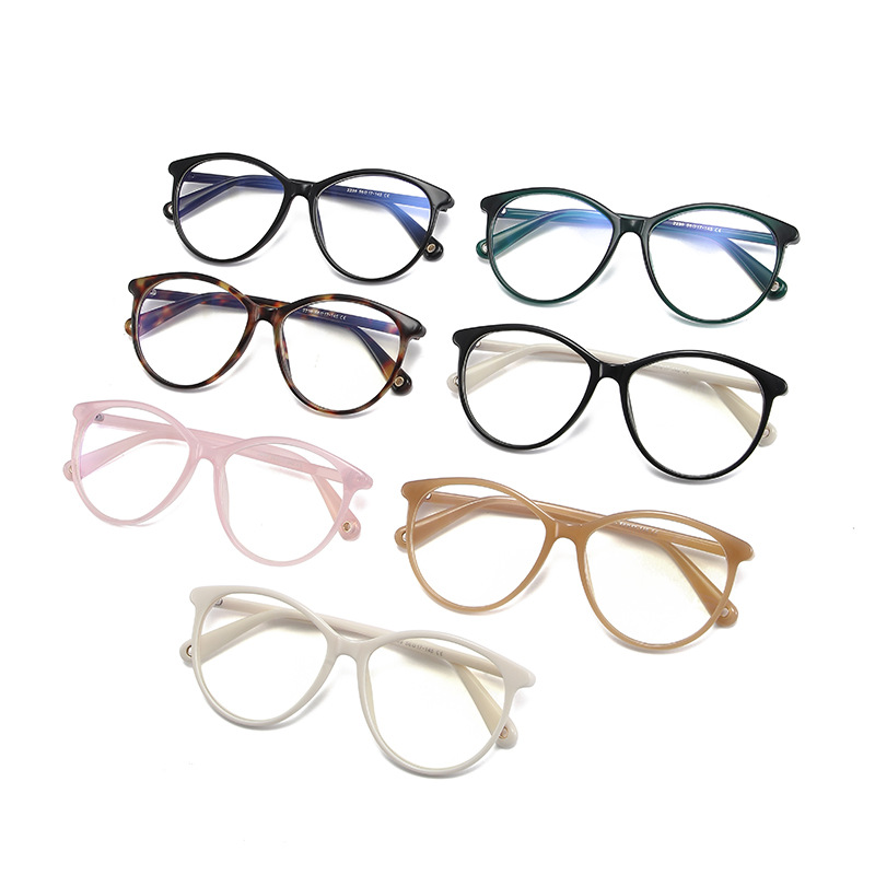 Transmisión en vivo de gafas anti-luz azul de moda, montura delgada, gafas ligeras, montura de gafas, espejo plano de fragancia pequeña de cuello blanco para estudiantes