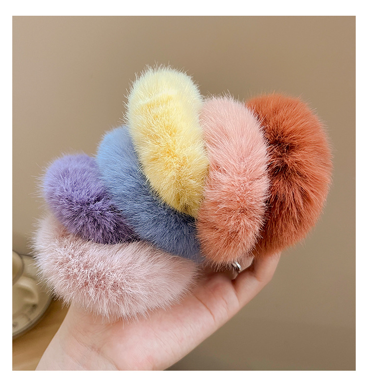 Cerchio per capelli in peluche, corda per capelli, carina, dolce, corda per la testa, semplice, tutto, fascia elastica alta_voghion.com