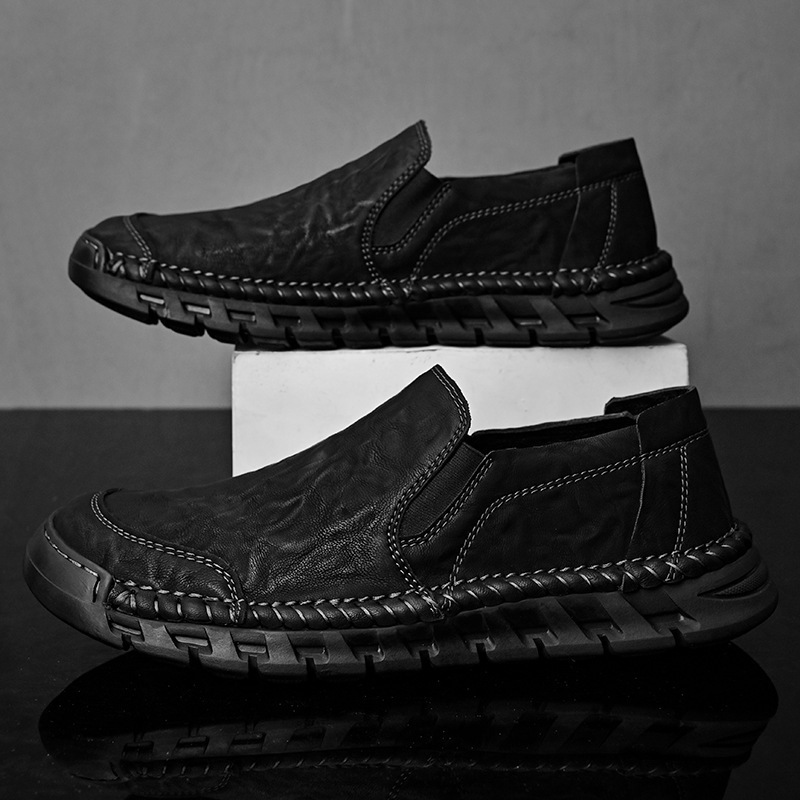 2024 cuatro estaciones hombre casual diario 46 zapatos de cuero de tamaño grande hechos a mano de cuero suave de mediana edad zapatos de papá