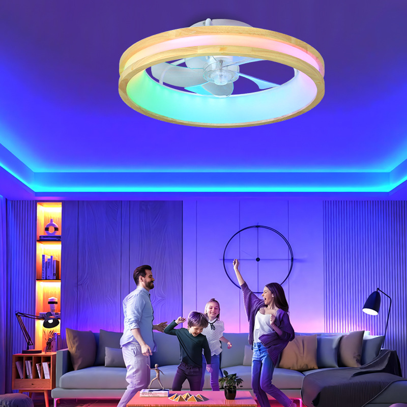 Lámpara Ventilador de Techo Invisible de Acrílico con Luz RGB y Regulable para Dormitorio y Sala de Estar