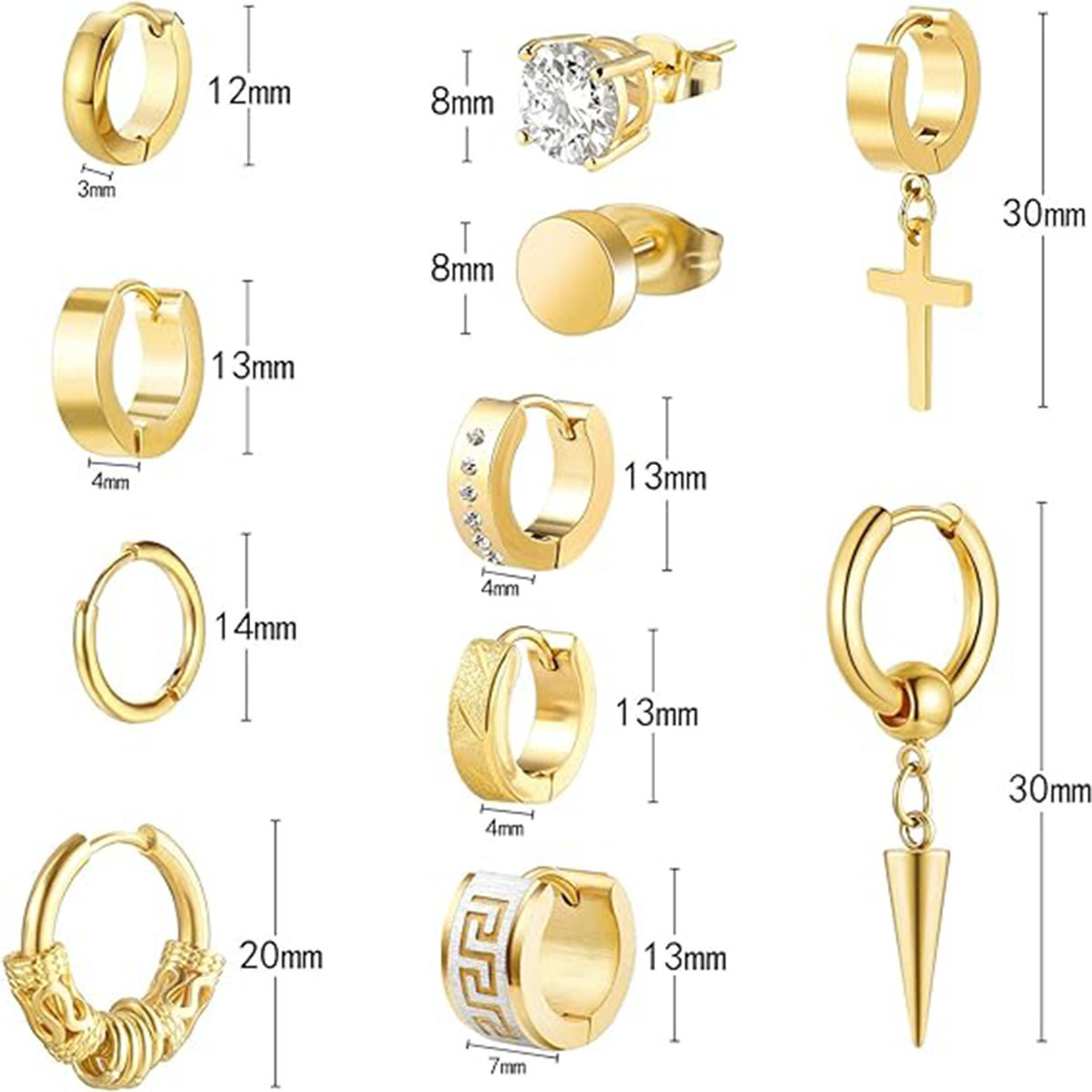 Orecchini a clip croce unisex personalizzati con strass_voghion.com