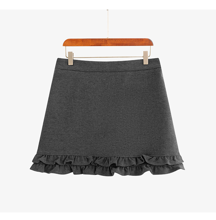 GraceChic Plus Size High Waist Slimming Women's Bodycon 2025 Winter Fat MM Patchwork Ruffled Short Skirt NQ1336_voghion.com