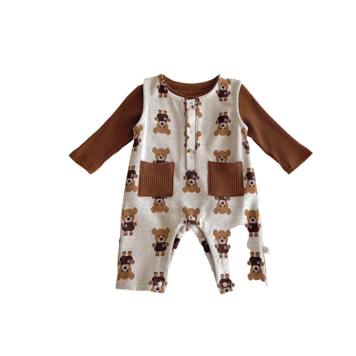 Bebé Otoño e Invierno mono niños y niñas bebé dibujos animados impreso chaleco camiseta de dos piezas para niños al aire libre mameluco