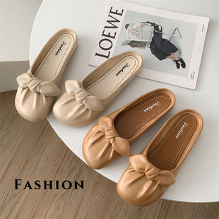 High-Quality Bow Slippers, New Summer Style, Non-Slip, Soft Sole, Fashionable and Versatile, Suitable for Outdoor Wear, Home Use, Internet Celebrity Wholesale, Closed-Toe