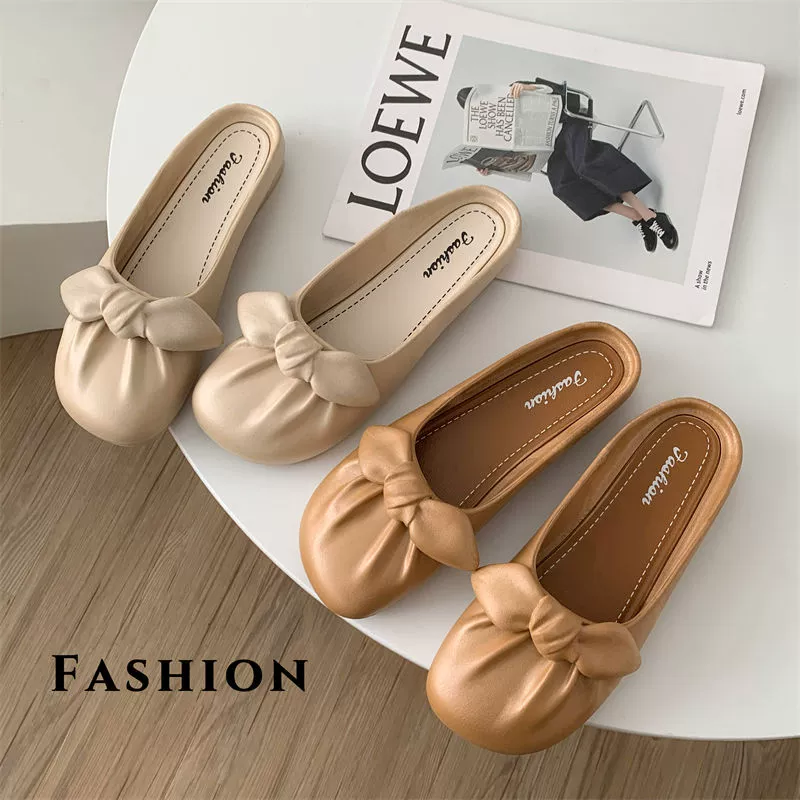 Высококачественные тапочки с бантом, новый летний стиль, нескользящая, мягкая подошва, модные и универсальные, подходят для уличной одежды, домашнего использования, оптовой продажи интернет-знаменитостей, закрытый носок.