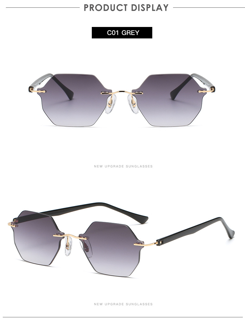 New Style Fashion Frameless Polygonal Multicolor Metal Sunglasses display picture 6