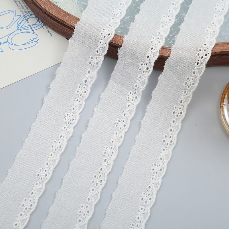 Chinese Pastoral Style DIY Lace Accessories 5-Hole Cotton Embroidery Lace Wholesale Dress Decoration Pajamas Small Lace Chinese Pastoral Style DIY Lace Accessories 5-Hole Cotton Embroidery Lace Wholesale Dress Decoration Pajamas Small Lace