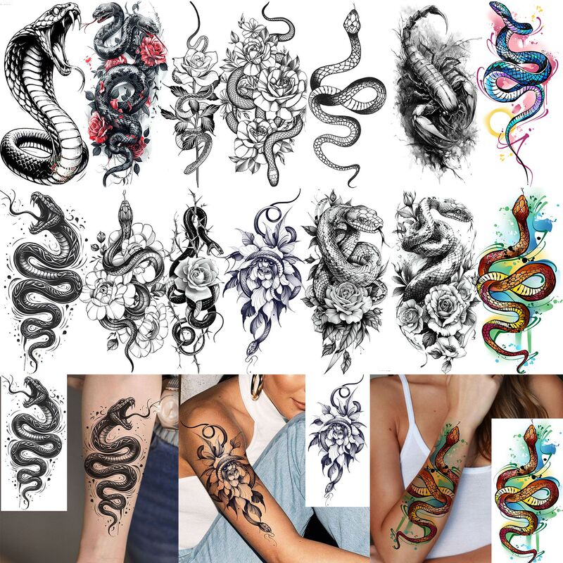 Creative Simulated Snake, Scorpion, Flower Temporary Tattoo Stickers for Arms, Cross-Border Stickers TEMU Europe and America Tattoo Amazon Creative Simulated Snake, Scorpion, Flower Temporary Tattoo Stickers for Arms, Cross-Border Stickers TEMU Europe and America Tattoo Amazon