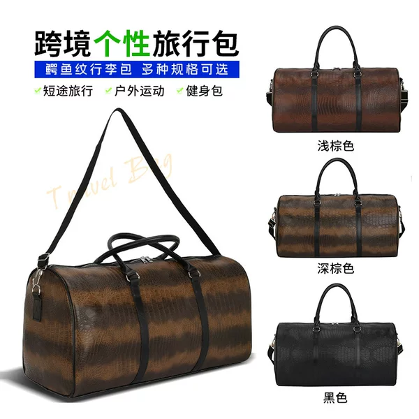 Cross-Border Foreign Trade Personalized Portable Travel Bag Short-Distance Outdoor Sports Fitness Bag European and American Crocodile Pattern Luggage Bag