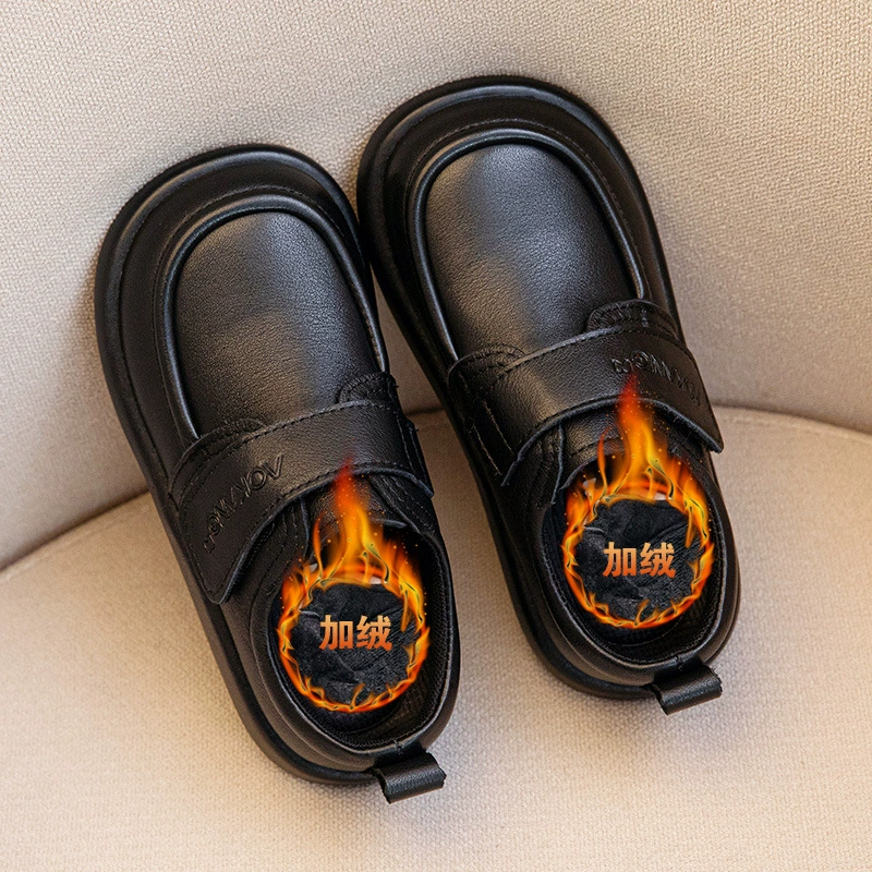 Детская обувь, детская обувь из натуральной кожи, черные кожаные туфли для кампуса, студенческая обувь, мягкая нескользящая подошва с широкой головкой для девочек и мальчиков в консервативном стиле