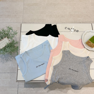 Mila Dora 25 Spring and Summer Children's Vest Boys and Girls Letter Vest Modal Cotton Solid Color Sleeveless Top