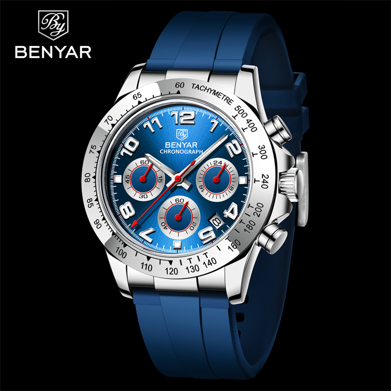BENYAR Binya 5192M nuevos hombres multi-funcional de seis pines calendario luminoso de negocios reloj deportivo al aire libre