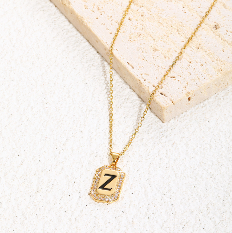 Fashion Copper-plated 18k Gold Zircon Letter Z Pendant Necklace display picture 1