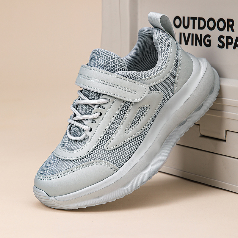 Zapatos blancos para niños, superficie de malla de primavera y otoño, transpirable, niños y niñas grandes, zapatillas deportivas blancas para correr, comercio exterior, venta al por mayor transfronteriza