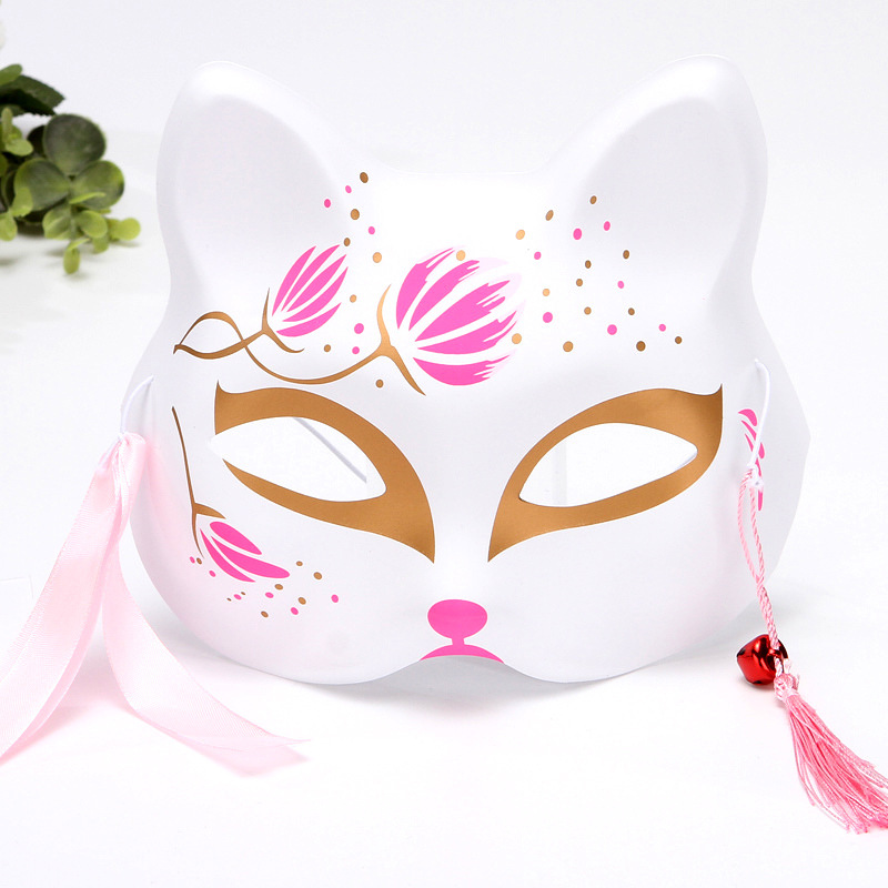 ディザトーン同型半顔猫顔キツネマスク手描き和風アニメ男女児童パーティ用品