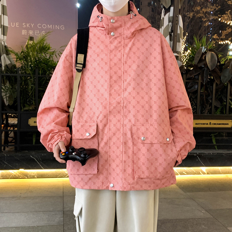 Chaqueta de primavera nueva chaqueta de hombre ligera con capuz chaqueta casual de moda suelta versátil ropa de asalto de tendencia