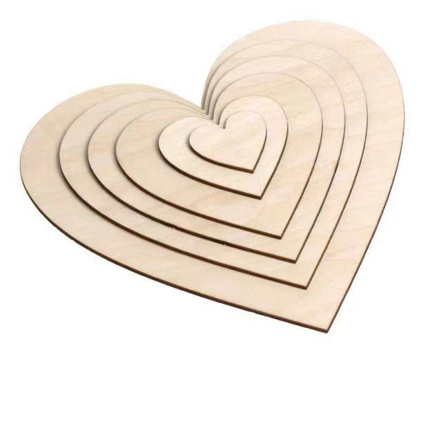 Шаблон в форме сердца DIY ручной работы свадебное украшение деревянная доска мульти-спецификация сердце деревянные чипсы детский сад ручной работы деревянные оптом