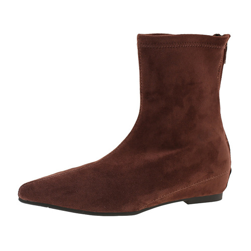 Compact Low-Heeled Brown Retro Short Boots for Slim Women: Spring and Summer New French-Style Short Boots and Barefoot Boots