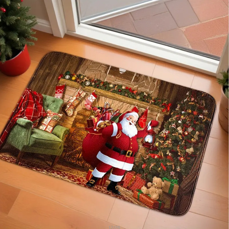 Amazon transfronterizo puerta de entrada alfombra de suelo de lana de cristal de Navidad alfombra de suelo de lana de cristal americana fácil de cuidar alfombra de pies resistente al desgaste image 13