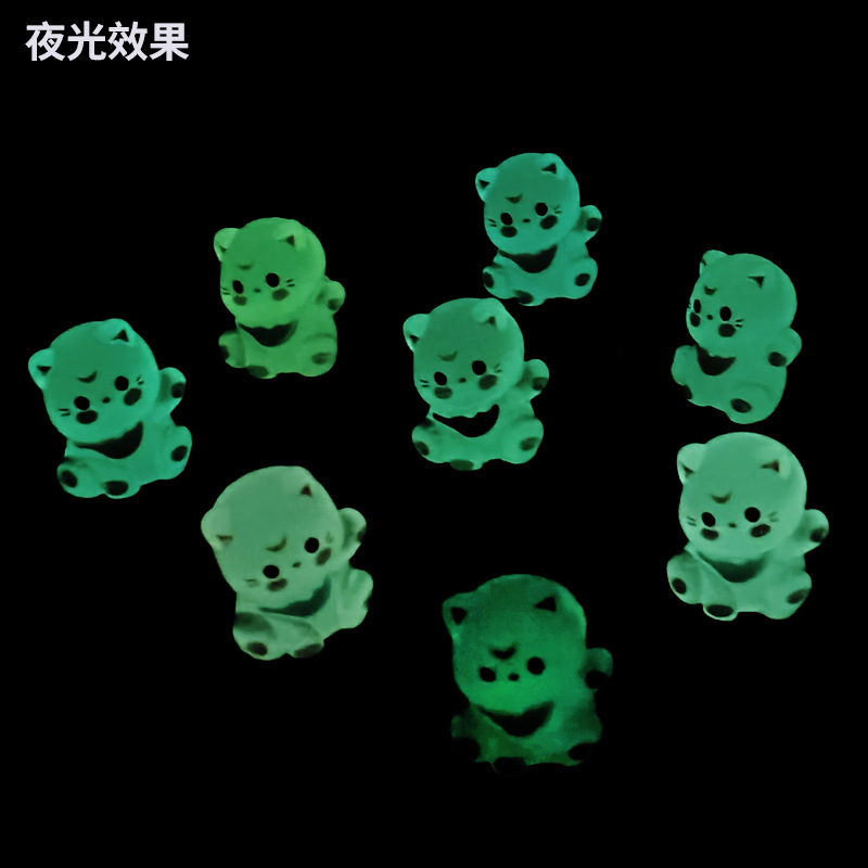 卡通夜光坐立露娜猫咪动物树脂小摆件diy钥匙扣挂件桌面车载摆件|undefined
