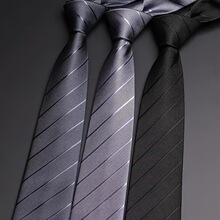 R 37595 Black Gray Stripe Tie �ڻ�������� �羳��������