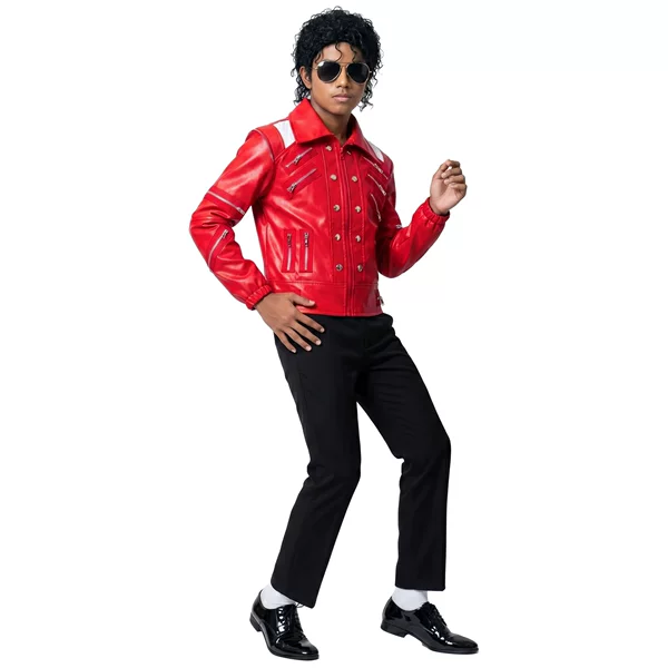 Children's Jackson Red Leather Jacket Cosplay Costume for Tap Dance Mj Dance Halloween Performance Outfit