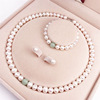 Organic emerald necklace from pearl for mother's day, set for mother, Birthday gift
