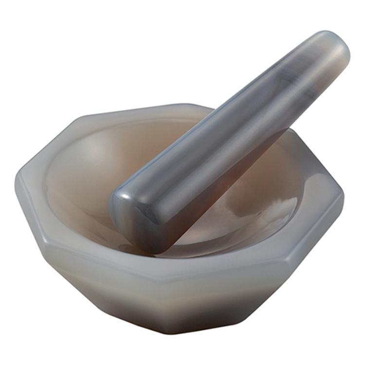 Mortero de ágata natural de laboratorio mortero de leche resistente a la molienda varilla de lata 30mm - 250mm diámetro interior resistente a la corrosión