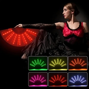 Led Luminous Fan 10-Inch Folding Fan Expert Props Bar Disco Trendy Electronic Music Party Performance Props