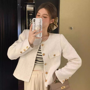 Xiaoxiang style short coat women's clothing spring and autumn 2024 new Korean style high-grade tweed temperament long sleeve top
