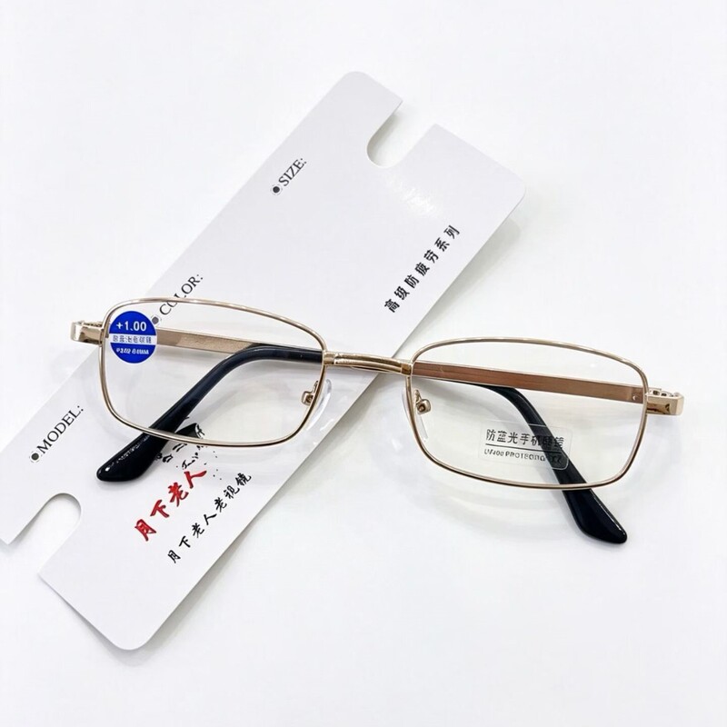 Straight metal reading glasses for mobile phones and computers, anti-blue light resin reading glasses, stainless steel Straight metal reading glasses for mobile phones and computers, anti-blue light resin reading glasses, stainless steel